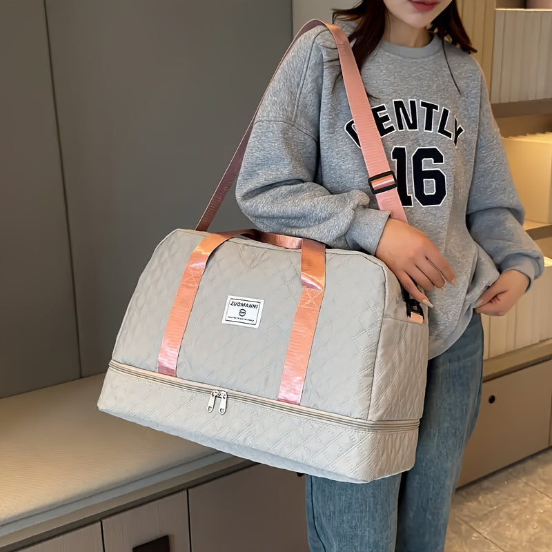 Luxury Large Capacity Duffel Bag – Versatile Shoulder & Crossbody Tote with Dry-Wet Separation Pockets and Dual Side Pockets for Travel & Gym