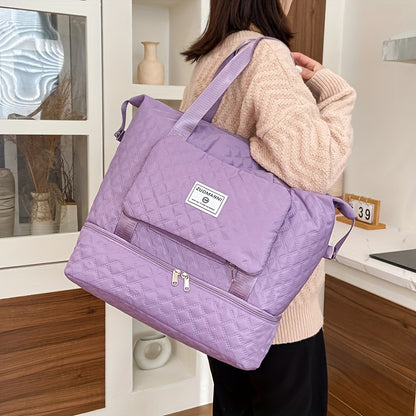 Large Capacity Travel Duffle Bag - Lightweight Argyle Pattern Luggage, Perfect for Gym and Travel