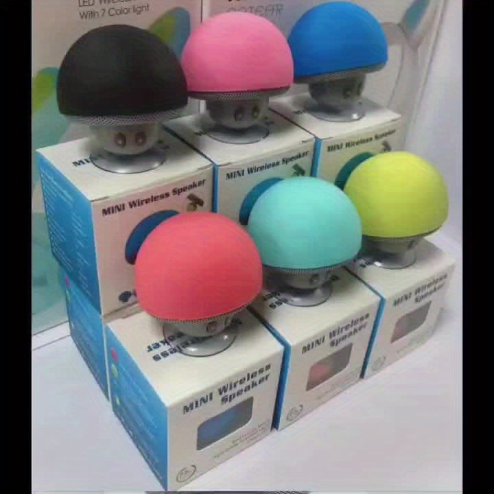 Mushroom Portable Wireless Speaker with Suction Cup Stand - Stereo Sound, Button Control, USB Rechargeable, 200mAh Battery, Compact Subwoofer for Smartphones/Tablets - Ideal for Travel & Outdoor Use