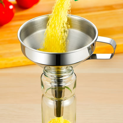 Large 304 Stainless Steel Funnel - Easy Oil Strainer with Filter Screen, Leak-Resistant Kitchen Essential for Cooking and Baking - Eid Al-Adha Mubarak Gift Idea