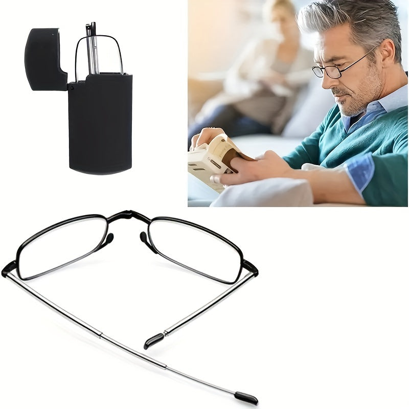 Foldable Reading Glasses – Portable Presbyopic Glasses for Men and Women – Spring Hinge Readers with Case