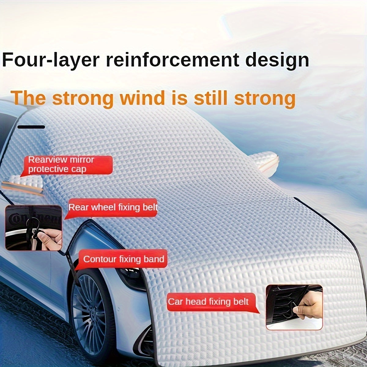 Heavy-Duty Car Windshield Snow Cover – Universal Fit for All Seasons, Protects Against Snow, Frost & Ice, Durable & Easy Install for Clear Visibility