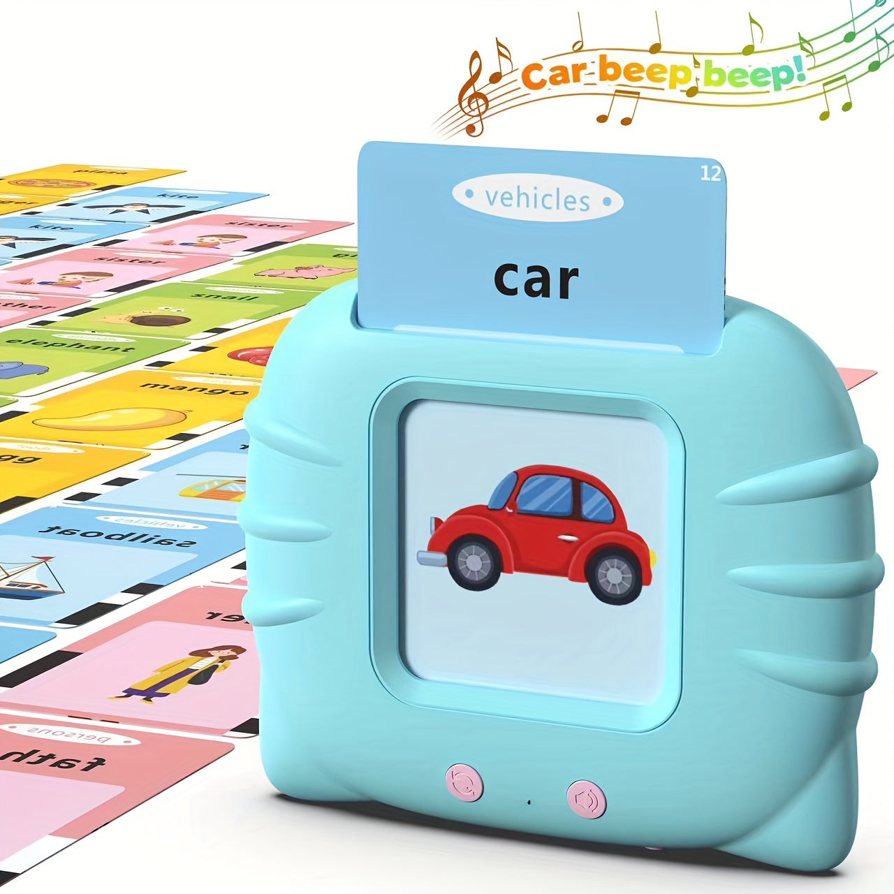 Interactive Montessori Flash Card Toy for Ages 0-3 – Talking Educational Playset with 112 Double-Sided Vocabulary Cards, Bilingual Language Activity for Toddler Sensory Learning, Perfect Kids Gift