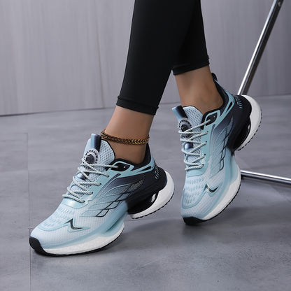 Women's Breathable Mesh Platform Sneakers - Casual Lace-Up Outdoor Shoes, Comfortable Low Top Running Shoes, Plus Size