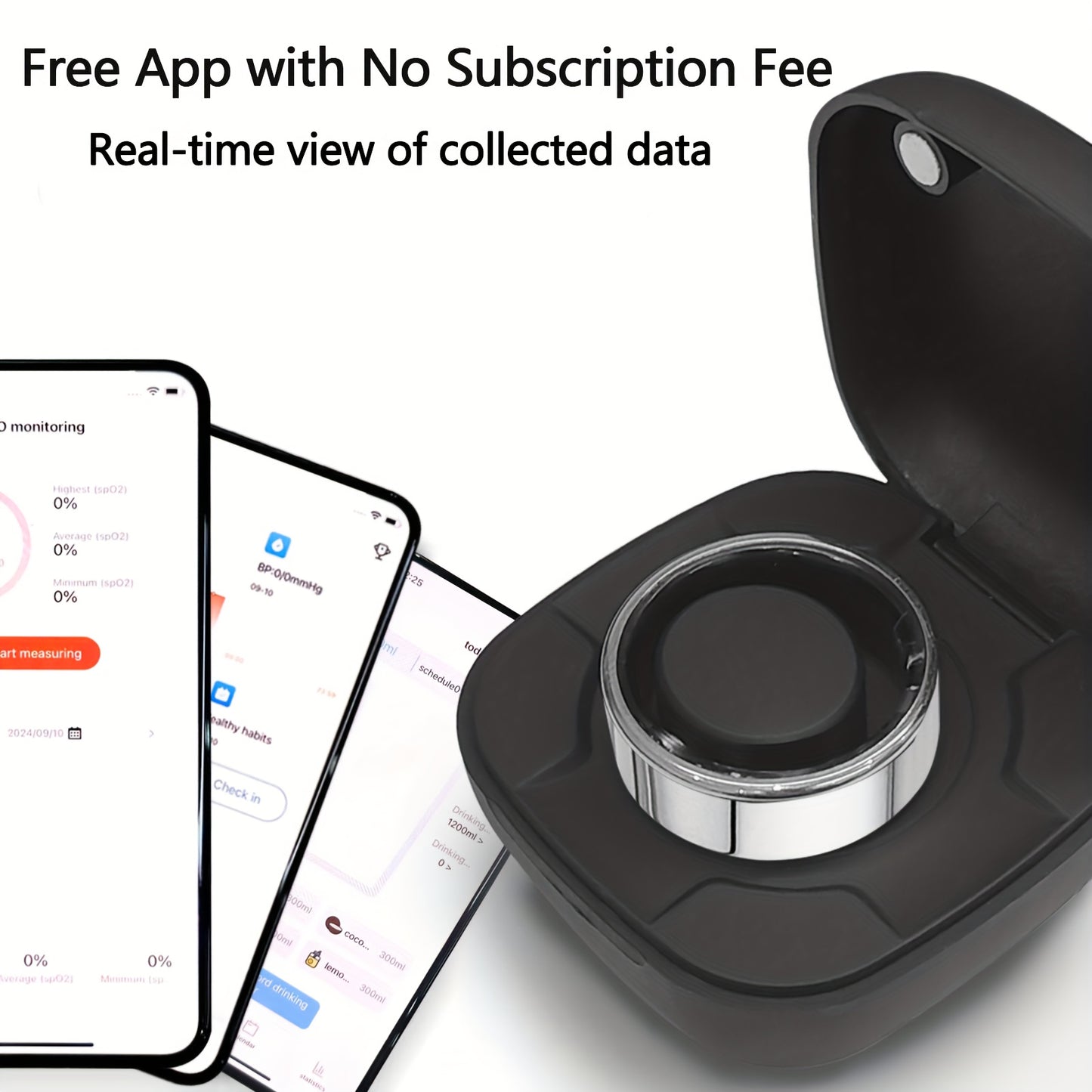 Smart Fitness Ring with Charging Compartment - Tracks Steps, Distance, Calories, Sleep; Compatible with iPhone & Android, Remote Photo Control, Water Resistant, Stylish and Comfortable