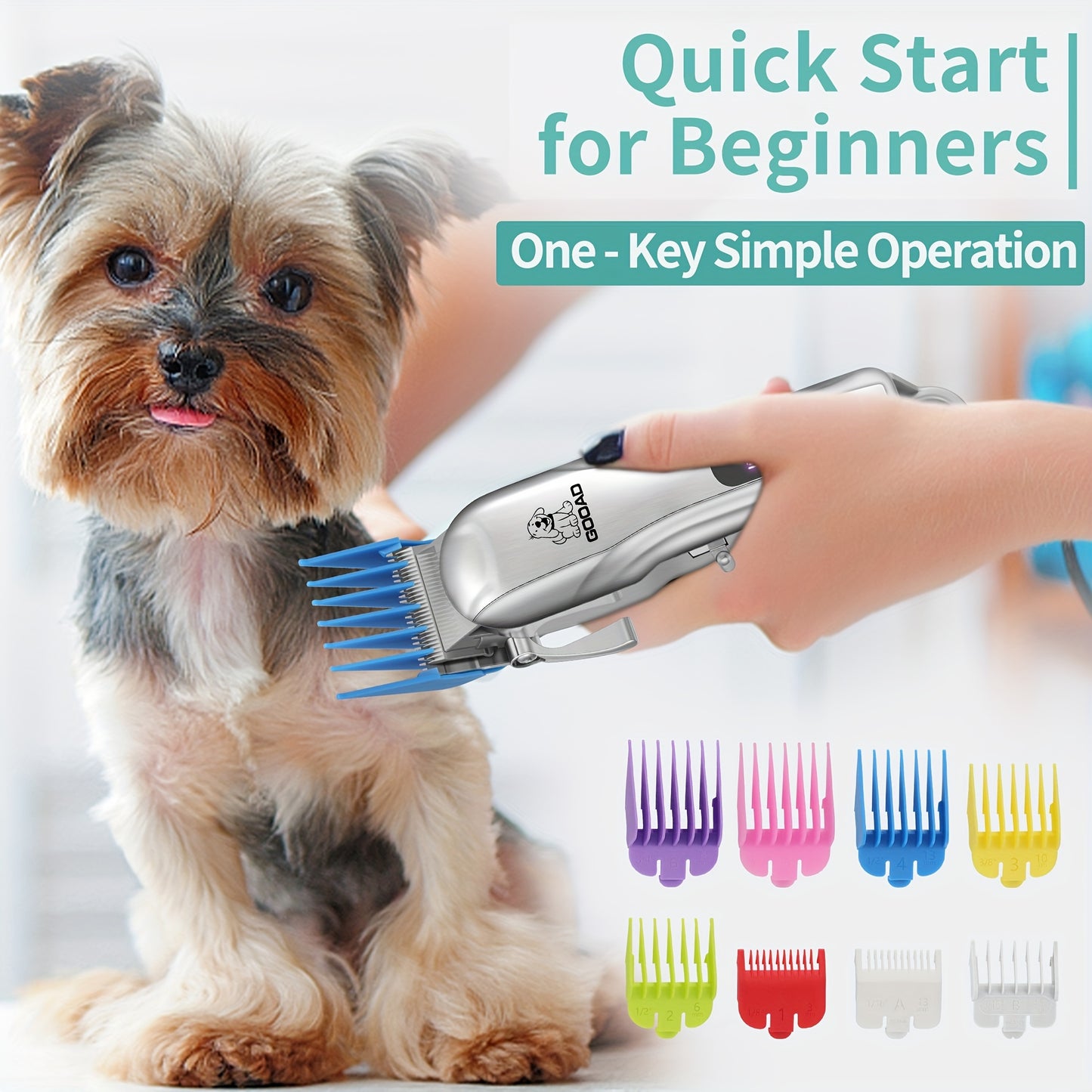 Cordless Dog Grooming Clippers for Thick Coats - Quiet Pet Hair Clippers for Dogs & Cats