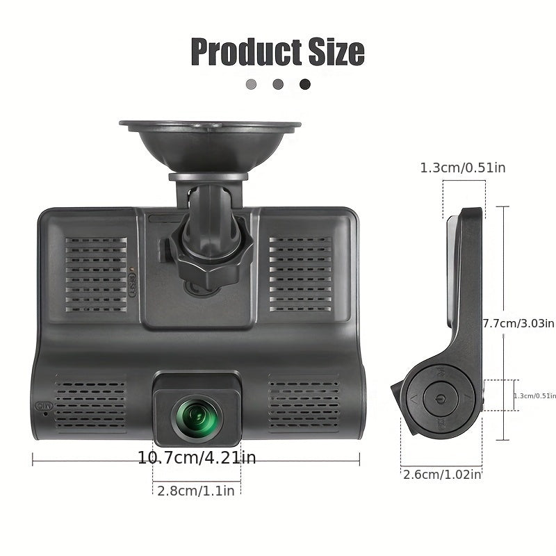 1080P Three Camera Recorder - On-Dash Cameras with Night Vision, Car DVR for Safe Driving
