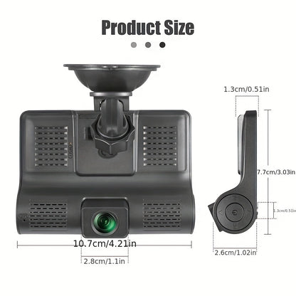1080P Three Camera Recorder - On-Dash Cameras with Night Vision, Car DVR for Safe Driving