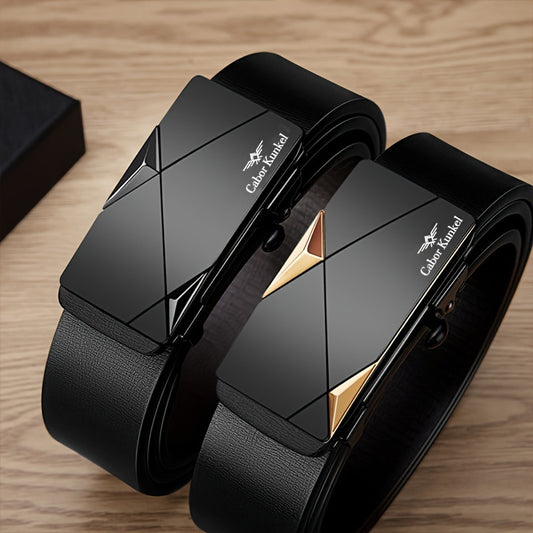 Fashionable Genuine Leather Cowhide Belt for Men – Automatic Buckle, Ideal for Young & Middle-Aged Gentlemen