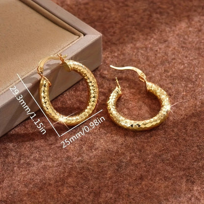 14K Gold Plated Copper Twisted Hoop Earrings - Vintage Bohemian Creoles, Nickel-Free for Women's Daily Wear, Wedding & Birthday Gifts