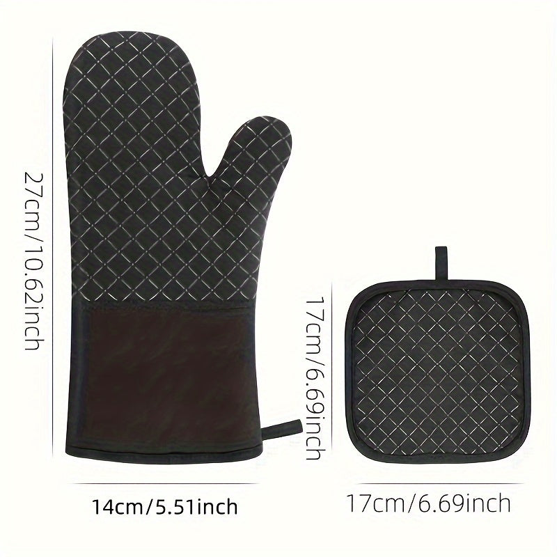 Buy 1 Get 1 Free - 2pcs Extra-Thick Silicone Oven Mitts and Pot Holder Set - Premium Heat Shield, Non-Slip Grip, Quick-Cooling - Perfect for Safe Baking, Cooking, Kitchen Use