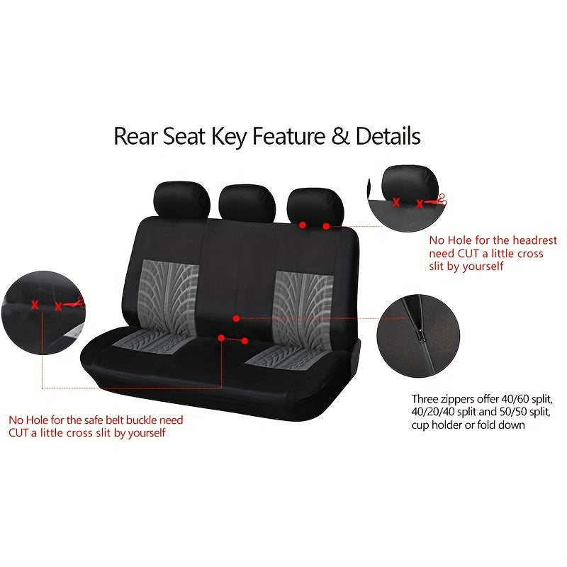 Fashion Tire Track Detail Car Seat Covers – Universal Fit for Most Vehicle Brands