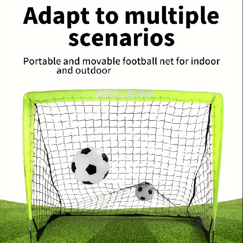 2 Pack Portable 4' x 3' Pop-Up Soccer Goals for Kids - Nets, Balls, and Pump - Perfect for Backyard, Indoor and Outdoor Play, Green