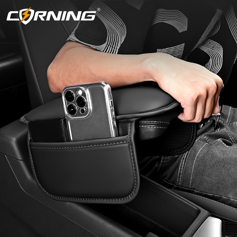 CORNING Luxury Faux Leather Car Armrest Pad – Waterproof, Extended and Heightened Center Console Cushion for Enhanced Comfort