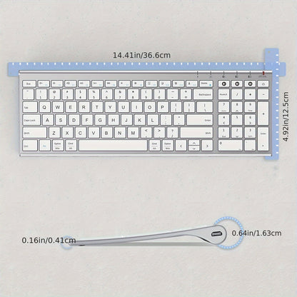 Multi-Device BT Keyboard - Slim, Rechargeable Wireless Keyboard with Number Pad, Switches Between 3 Devices, Compatible with Mac/iPad/Android/Windows - White and Silver