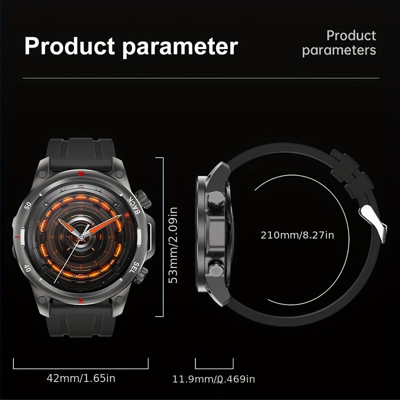 2024 GPS Smart Watch for Men – LED Lighting, 360x360 HD Screen, AI Voice, Wireless Call, NFC, Compass, Sport and Fitness Tracker, Ideal for Father’s Day Gift