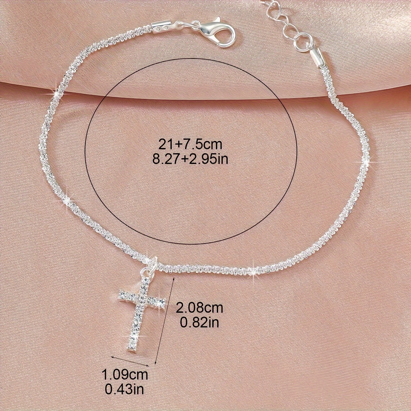 2pcs 925 Sterling Silver Wavy Cross Anklet Set for Women – Beach Star Anklet Gift for Holiday