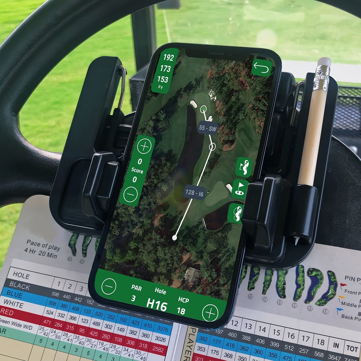 Golf Cart Mobile Phone Holder - Steering Wheel GPS Bracket, Club Car Accessories, Perfect Birthday, Christmas and New Year Gift for Car Lovers and Friends