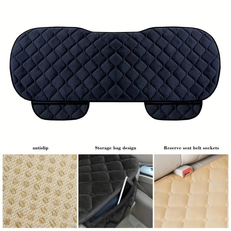 Car Back Seat Cover – Plush Rear Protector Mat, Non-Slip Auto Chair Cushion Accessories for Back Row