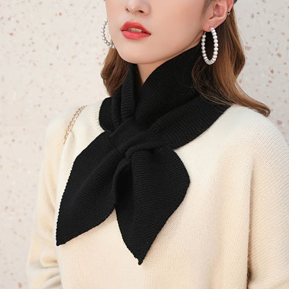 Minimalist Solid Color Knit Cross Scarf – Stylish & Versatile Warm Neck Scarf for Autumn & Winter, Coldproof Elastic Design