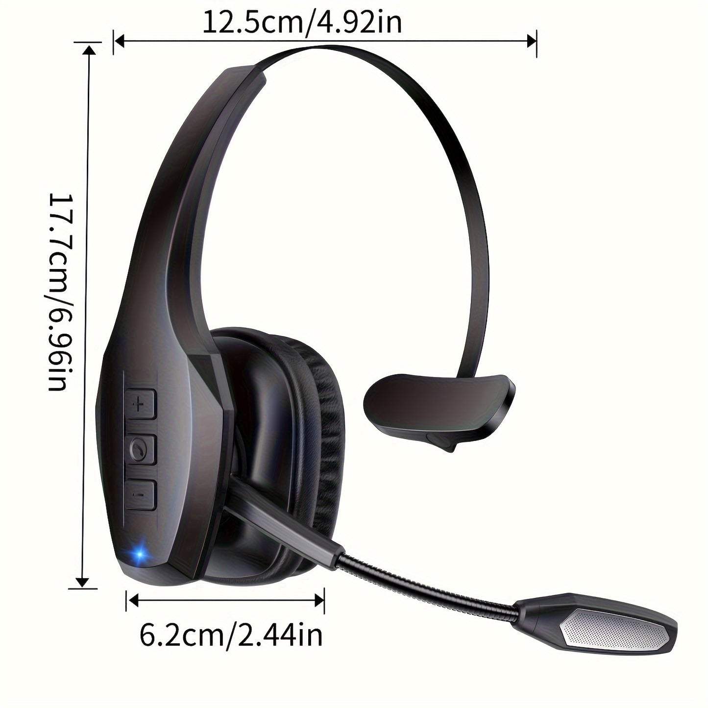 55-Hour Battery Life Wireless Trucker Headset - Dual Noise Cancelling Microphone for Truck Drivers, PC & Cell Phones