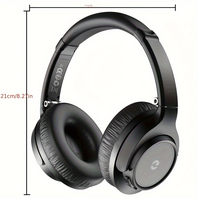 50 Hour Playtime Wireless Hi-Fi Stereo Headphones - Deep Bass, Foldable, Lightweight, Rechargeable Lithium-Polymer Battery, Microphone, and Comfortable Over-Ear Design for Home, Office, and Cellphone Use