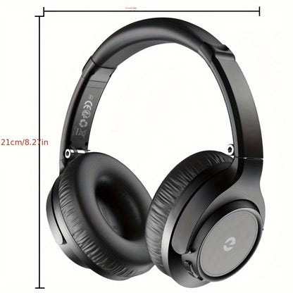 50 Hour Playtime Wireless Hi-Fi Stereo Headphones - Deep Bass, Foldable, Lightweight, Rechargeable Lithium-Polymer Battery, Microphone, and Comfortable Over-Ear Design for Home, Office, and Cellphone Use
