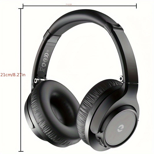 50 Hour Playtime Wireless Hi-Fi Stereo Headphones - Deep Bass, Foldable, Lightweight, Rechargeable Lithium-Polymer Battery, Microphone, and Comfortable Over-Ear Design for Home, Office, and Cellphone Use