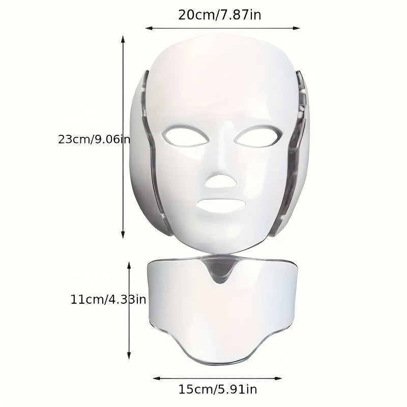 Plug-in 7-Color LED Face & Neck Care Mask – LED Skin Treatment Mask for Facial Rejuvenation