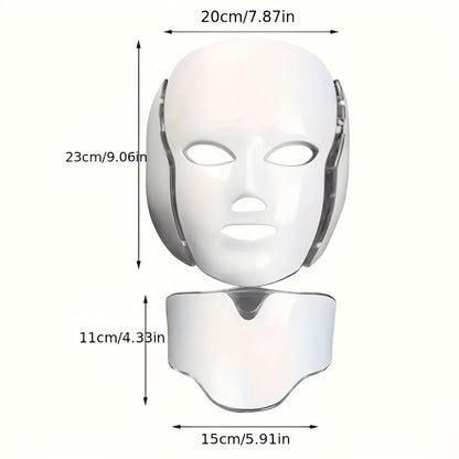 Plug-in 7-Color LED Face & Neck Care Mask – LED Skin Treatment Mask for Facial Rejuvenation