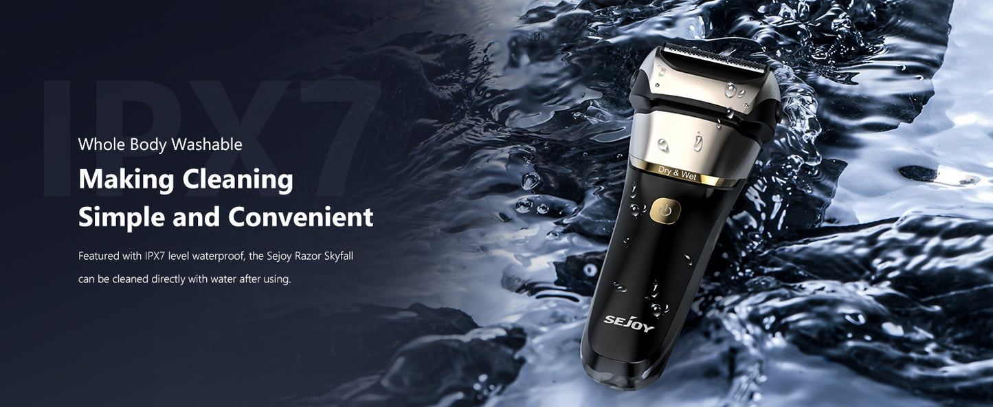 Sejoy Electric Razor for Men – 3-Blade Foil Shaver with 7500 RPM High-Speed Motor & Digital Power Display