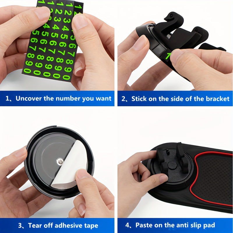 Universal Fit PVC Anti-Slip Mat for Cars - Novelty Patterned Dashboard Grip Pad with Concealed Number Plate Feature, Multi-Functional Non-Slip Mat for Phones and Accessories