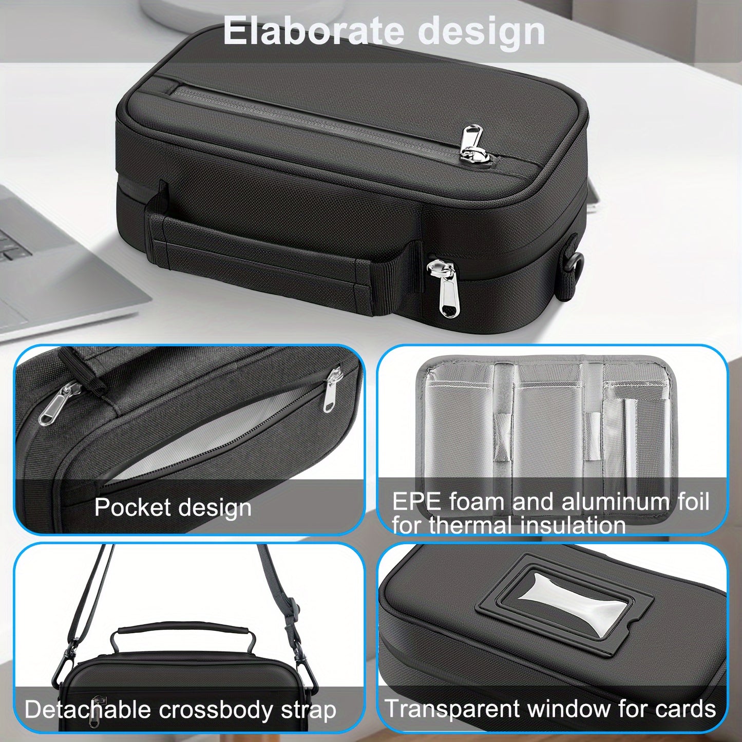 Large Insulin Cooler Travel Case – Compact Medication Bag with 4 Ice Packs, Holds 8 Insulin Pens & Diabetic Supplies
