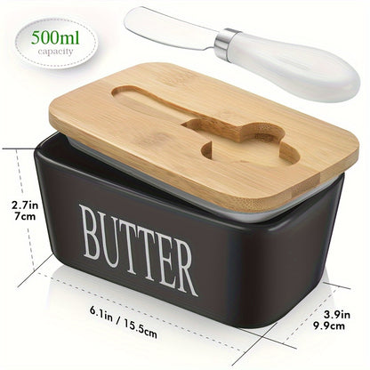 Luxury Large Butter Dish with Lid – Ceramic Countertop Keeper with Knife, High-Quality Silicone Sealing, and Easy-Clean Design – Perfect Kitchen Gift for Butter Lovers