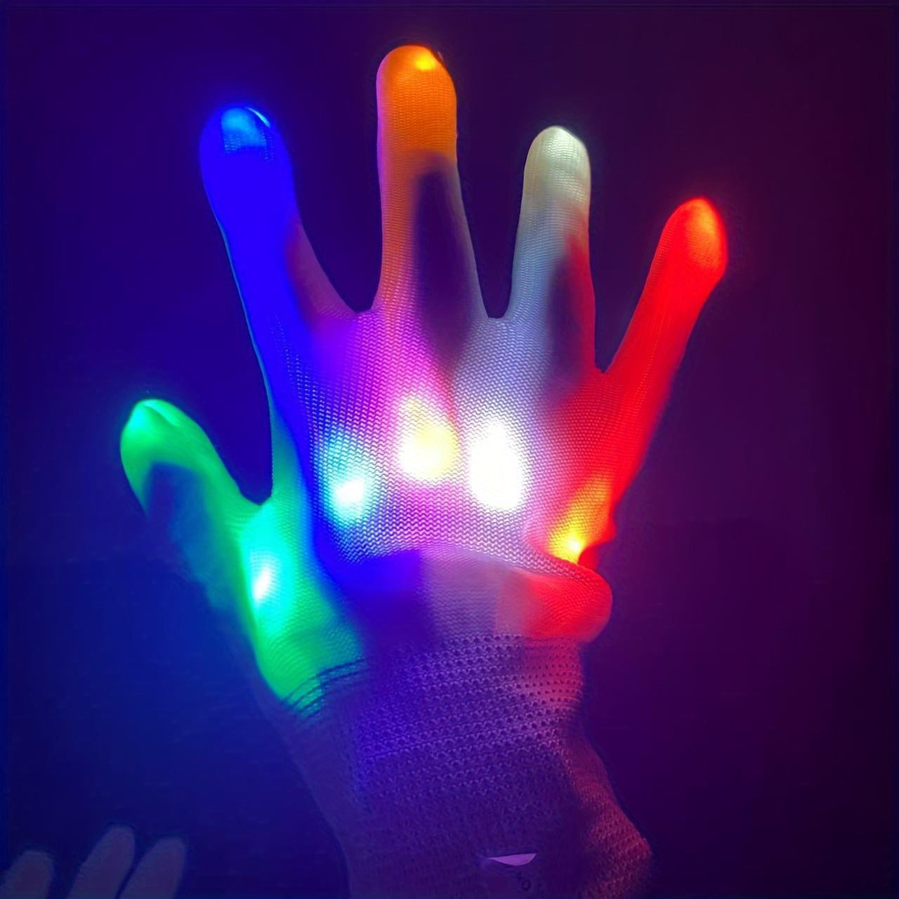 LED Light-Up Gloves – 5 Color Modes for Youngsters, Teens & Adults, Perfect for Halloween & Christmas Parties