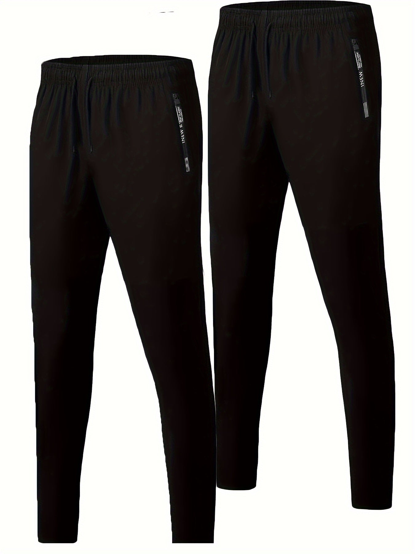 Men's 2-Pack Solid Sweatpants Set - Regular Fit and Cuffed, Letter Print, Zippered Pockets, Drawstring, Athletic Joggers for All Seasons Fitness and Gym Wear