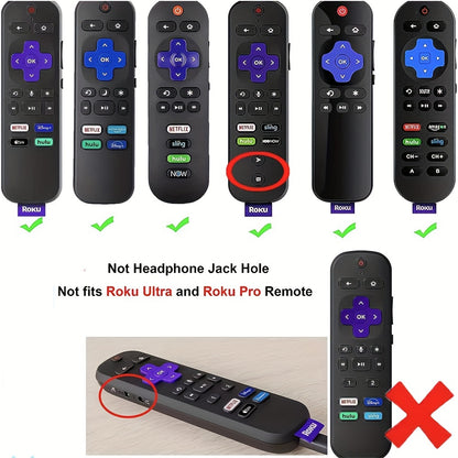 2pcs Universal Silicone Remote Cover with Lanyard - Glow-in-the-Dark, Protective Sleeve for Roku TV, TCL, Hisense Streaming Stick and Voice Remotes