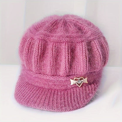 Cozy Fleece-Lined Winter Beanie for Women - Warm Knit Cap with Star Decor, Ideal for Christmas & Cold Weather