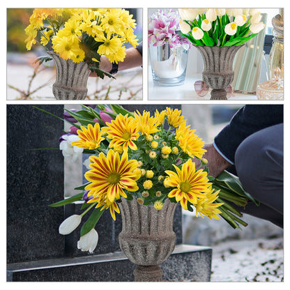 Metal Cemetery Vase – Grave Flower Holder for Headstones, Fresh or Artificial Flowers, Tombstone Marker for Memorials and Sympathy