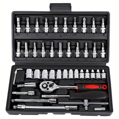 Car Repair Tools Set: Multi-Purpose Automotive Maintenance Kit with Ratchet Torque Wrench & Screwdrivers, Portable for Auto, Bike, and Motorcycle