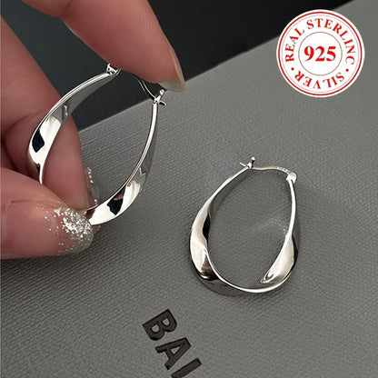 Elegant Sterling Silver Mobius Hoop Earrings - Hypoallergenic, Nickel-Free and Lead-Free, Perfect for Casual Wear or Gifting