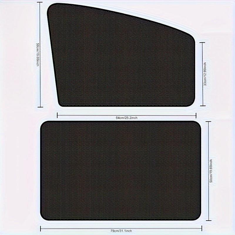 4-Pack Magnetic Car Window Sunshades - UV Protection and Privacy Mesh Covers, Durable Polyester Knit Fabric, Easy Installation for Vehicle Interior