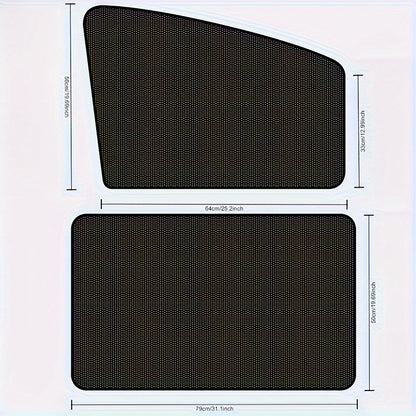4-Pack Magnetic Car Window Sunshades - UV Protection and Privacy Mesh Covers, Durable Polyester Knit Fabric, Easy Installation for Vehicle Interior