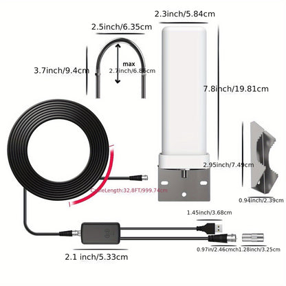 6000-Mile Outdoor TV Antenna – Digital HDTV 4K Amplified, Long Range 360° UHF, VHF & FM Reception