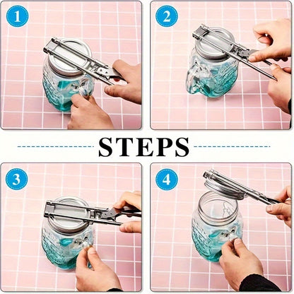 Adjustable Jar and Lid Opener - Stainless Steel Manual Can Opener with Easy Grip, Ideal for Weak Hands and Home Use