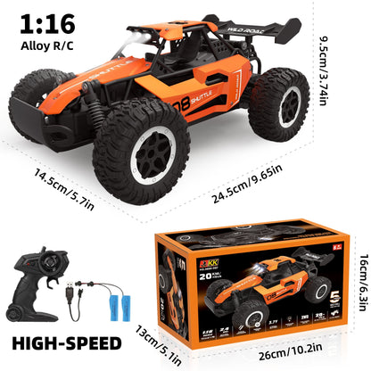 2.4G Double Battery 1:16 Alloy RC Car – High-Speed Up to 20 Km/h, All-Terrain Off-Road Capability, Remote Control – Ideal Electric Toy Car for Halloween and Christmas Gifts
