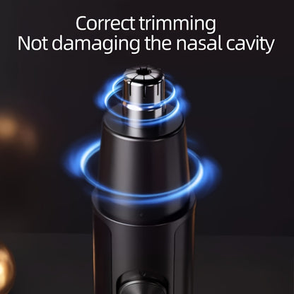 USB Rechargeable Nose and Ear Hair Trimmer - Aluminum Body, Painless Eyebrow and Facial Hair Removal, 4V-12V Voltage, Lithium Battery - Electric Clippers for Men and Women