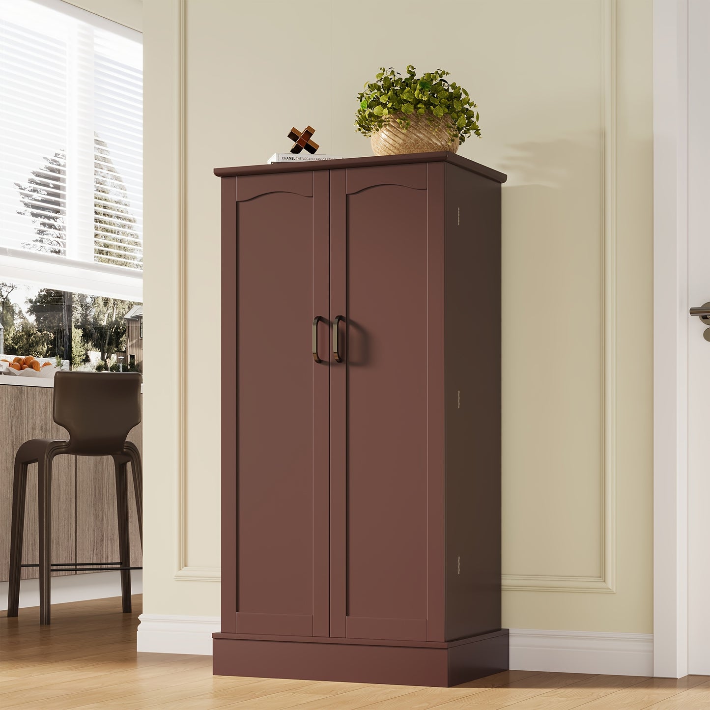 47 Inch White Kitchen Pantry Storage Cabinet – Freestanding Pantry with Doors & Adjustable Shelves, Buffet Cupboard for Kitchen, Living Room, Dining Room