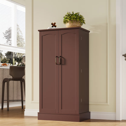 47 Inch White Kitchen Pantry Storage Cabinet – Freestanding Pantry with Doors & Adjustable Shelves, Buffet Cupboard for Kitchen, Living Room, Dining Room