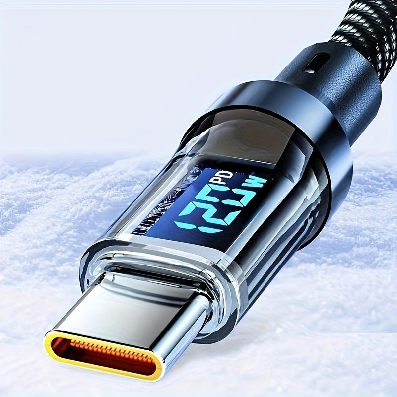 120W Super Fast Charging USB C Cable – Real-Time Digital Display with LED Screen